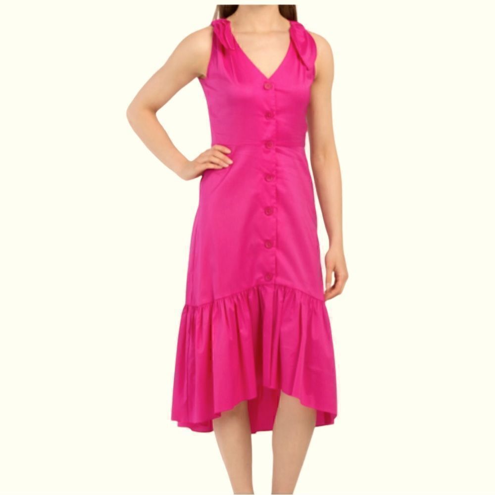 Shoshanna Hot Pink Button Down High Low Dress Size 6
